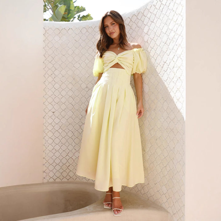 Damen Maxikleid mit innovativem Cut-out Design und seitlichen Taschen Drune