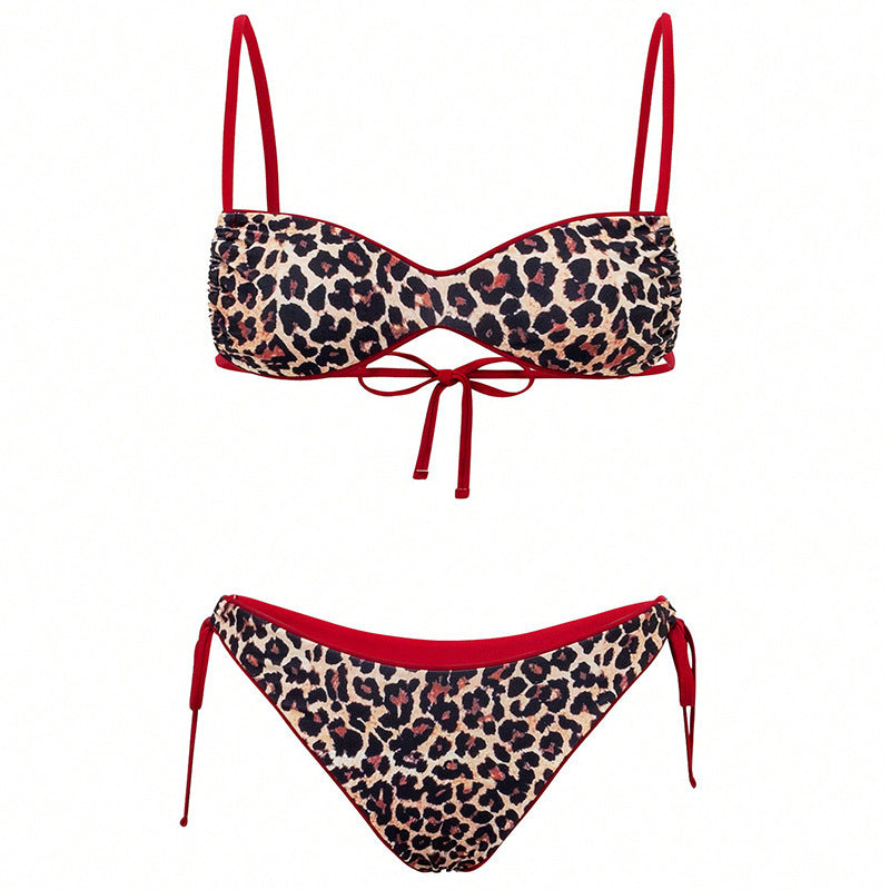 Damen Push-Up Bikini mit elegantem Animal-Print und verstellbaren Trägern Drune