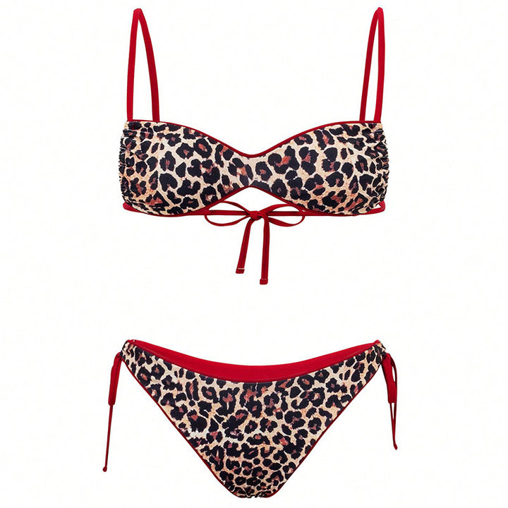 Damen Push-Up Bikini mit elegantem Animal-Print und verstellbaren Trägern Drune