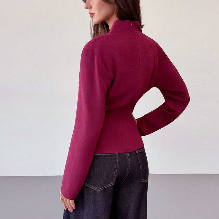 Damen elegantes Wickeloberteil mit asymmetrischem Saum Drune