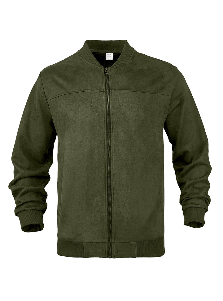 Herren nan Wildleder-Blousonjacke im Bomberstil mit elastischen Rippbündchen Drune