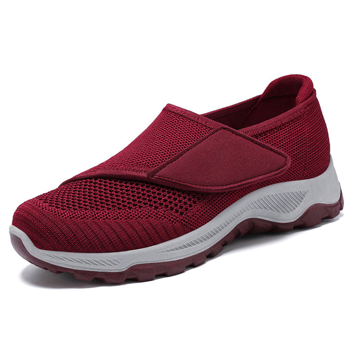 Damen nan verstellbarer Strick-Slip-On Wandersneaker mit Klettverschluss und profilierter Dämpfungssohle Drune
