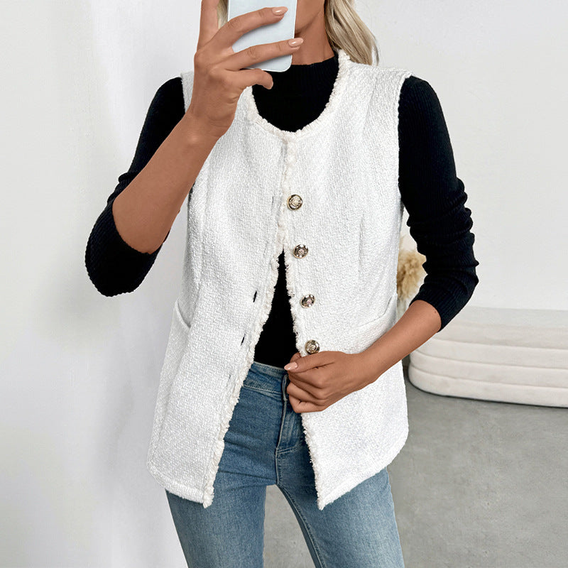 Damen Strickweste mit eleganter Knopfleiste und praktischen Taschen Drune