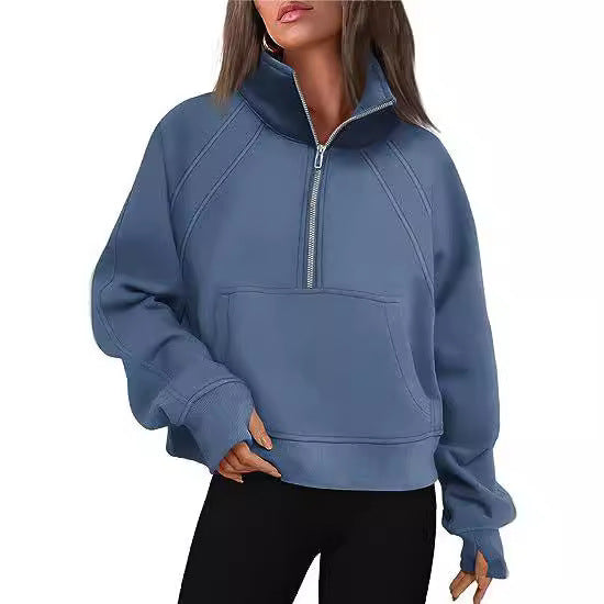 Damen Oversized Sweatshirt mit hohem Kragen Drune