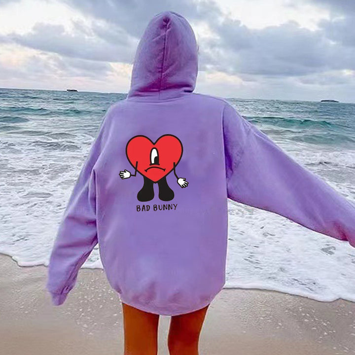 Damen Kapuzenpulli mit kreativem Herzmotiv Drune