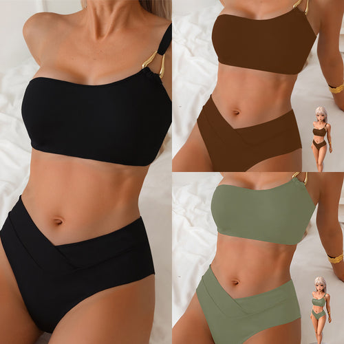 Damen Bikini-Set mit verstellbarem Oberteil und hohem Bund Drune