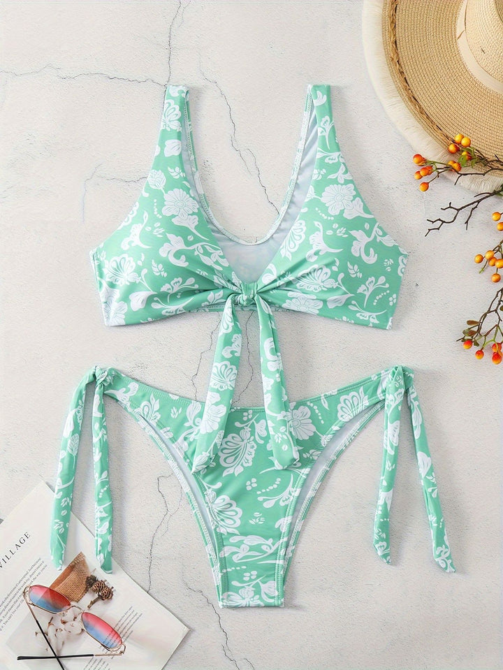 Damen Triangel-Bikini mit verspieltem Knoten-Detail Drune