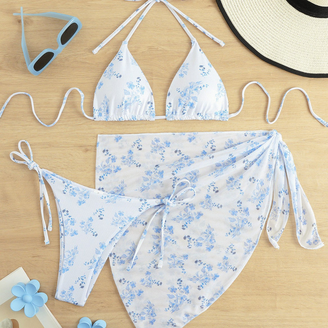 Damen Triangel-Bikini-Set mit elegantem Wickelrock Drune