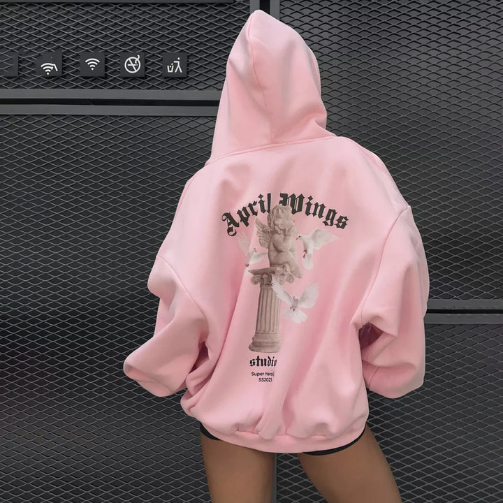 Damen Oversized Hoodie mit kunstvollem Druck Drune