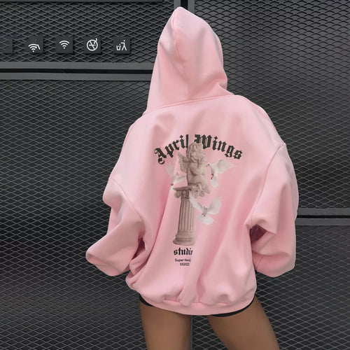 Damen Oversized Hoodie mit kunstvollem Druck Drune