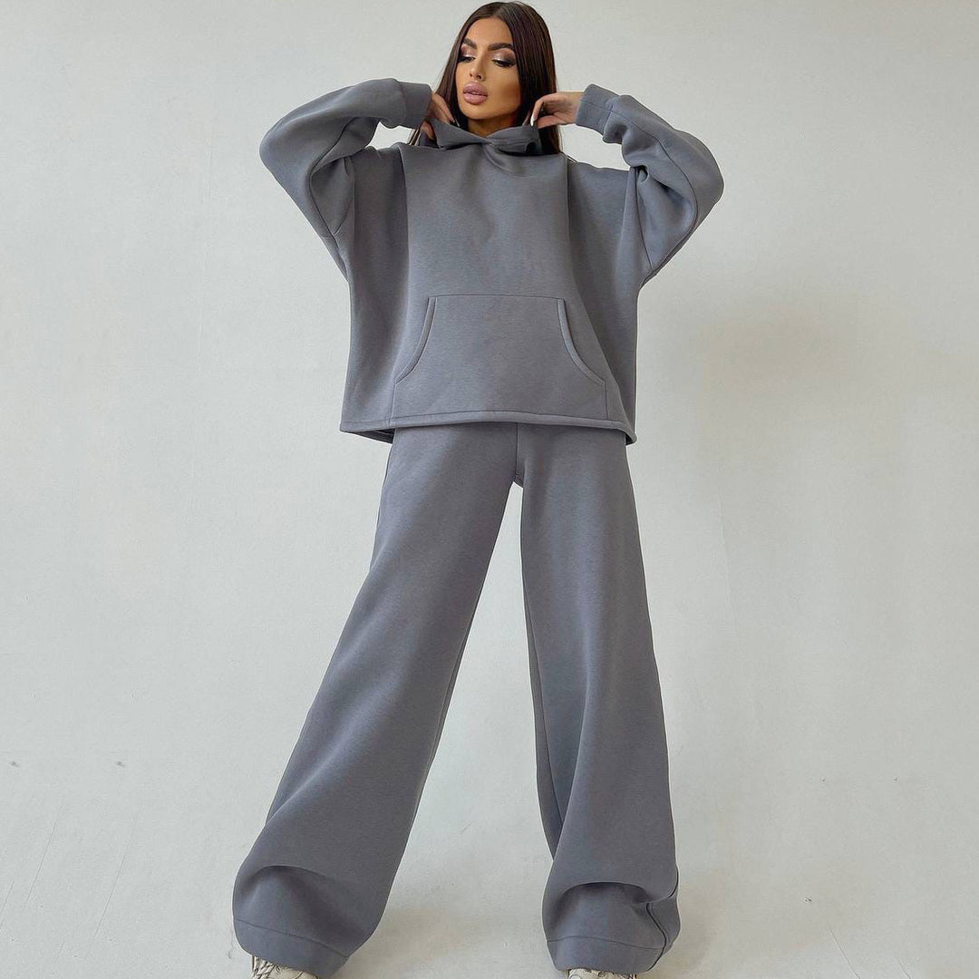 Damen nan weiches Oversize Hoodie mit weitem Schlag Jogginghose Set Drune