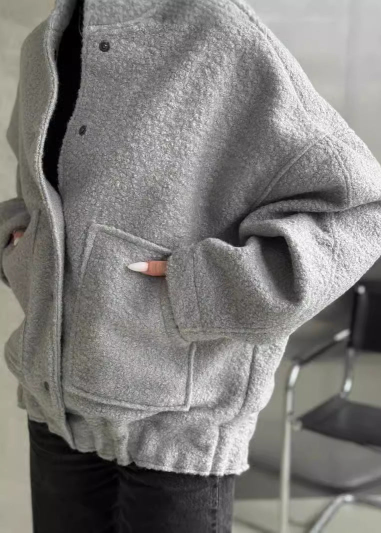 Drune | Oversized Fleece Druckknopfjacke
