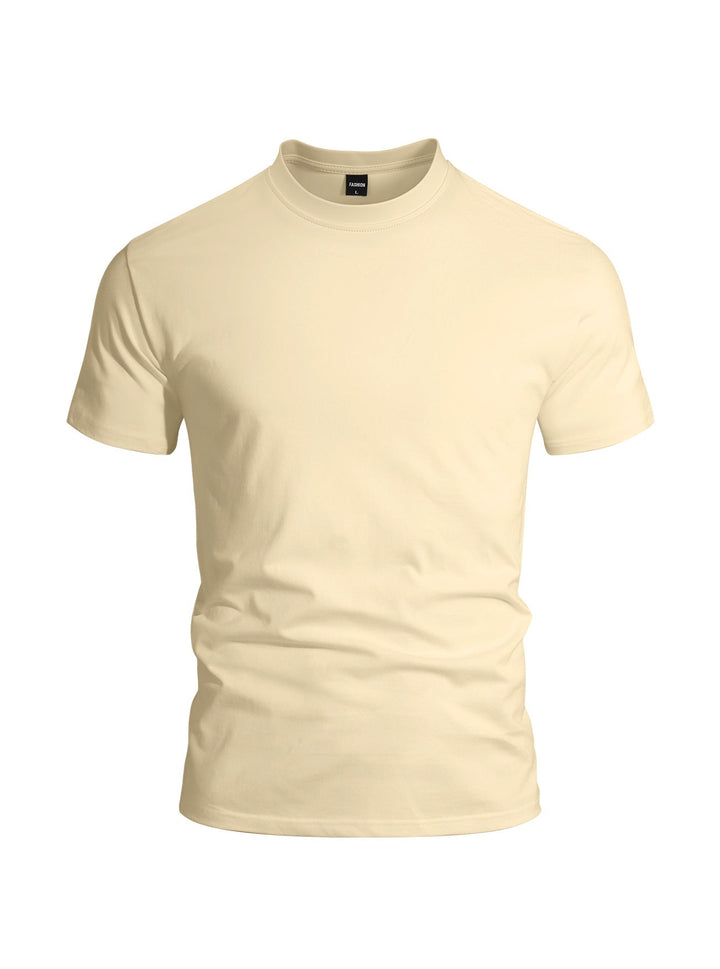 Herren nan eng anliegendes Rundhals-Basicshirt aus Singlejersey mit verstärktem Nackenband Drune