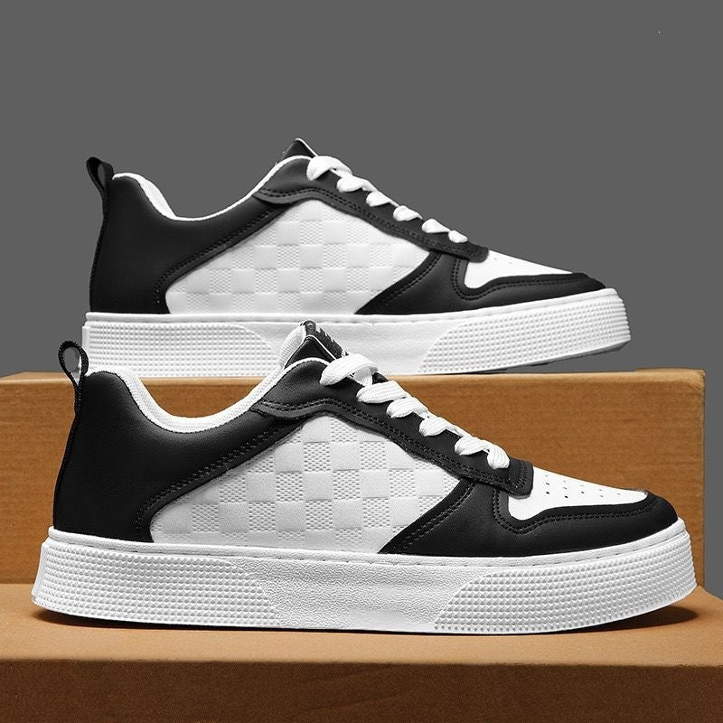 Damen Modische Sneaker aus Kunstleder mit trendigem Karomuster Drune