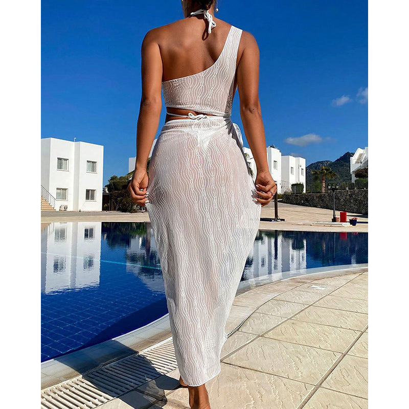 Damen Tragefreundliches Wickelkleid mit asymmetrischem Oberteil und elastischem Bund Drune
