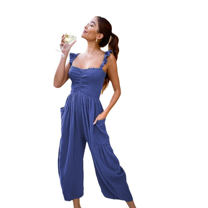 Damen Lässiger Jumpsuit mit frillenden Trägern und praktischen Taschen Drune