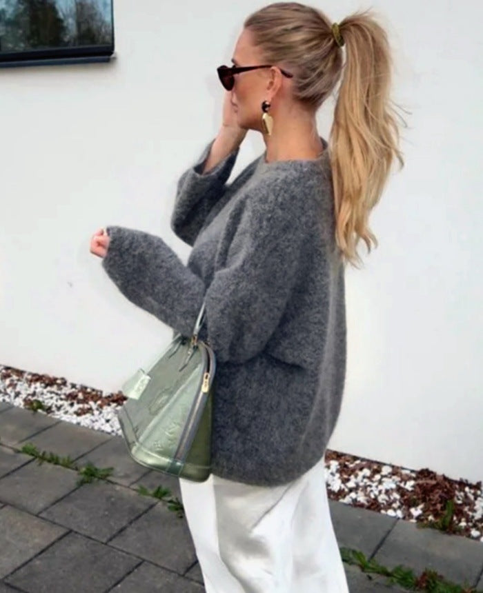 Damen Grobstrick Pullover mit lässiger Passform und oversized Schnitt Drune