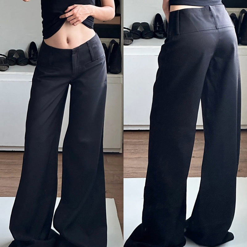 Damen Weite Chinohosen mit hohem Bund und seitlichen Taschen Drune