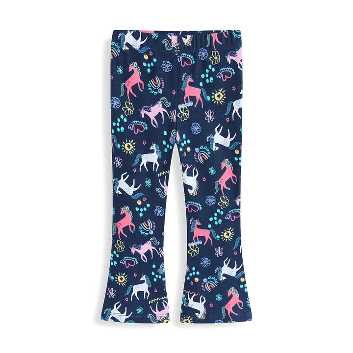 Mädchen Leggings mit verspieltem Einhorn- und Blütenmuster Drune