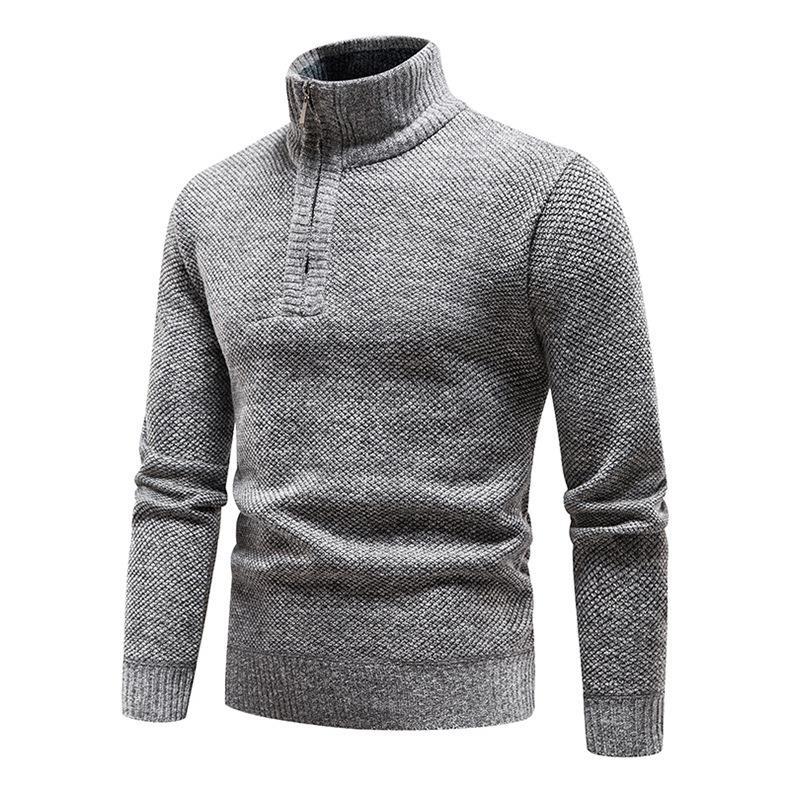 Herren Pullover mit halbem Reißverschluss und strukturiertem Design Drune