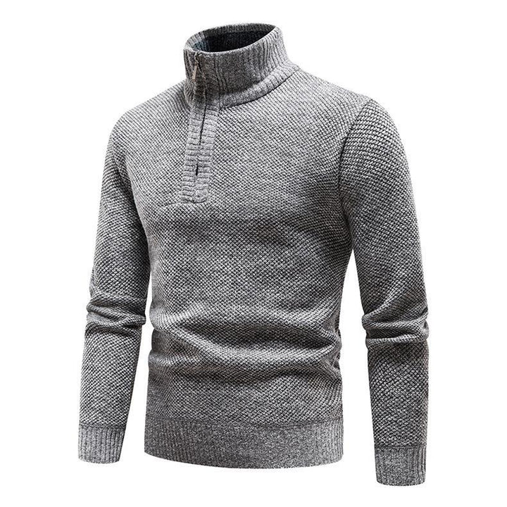 Herren Pullover mit halbem Reißverschluss und strukturiertem Design Drune
