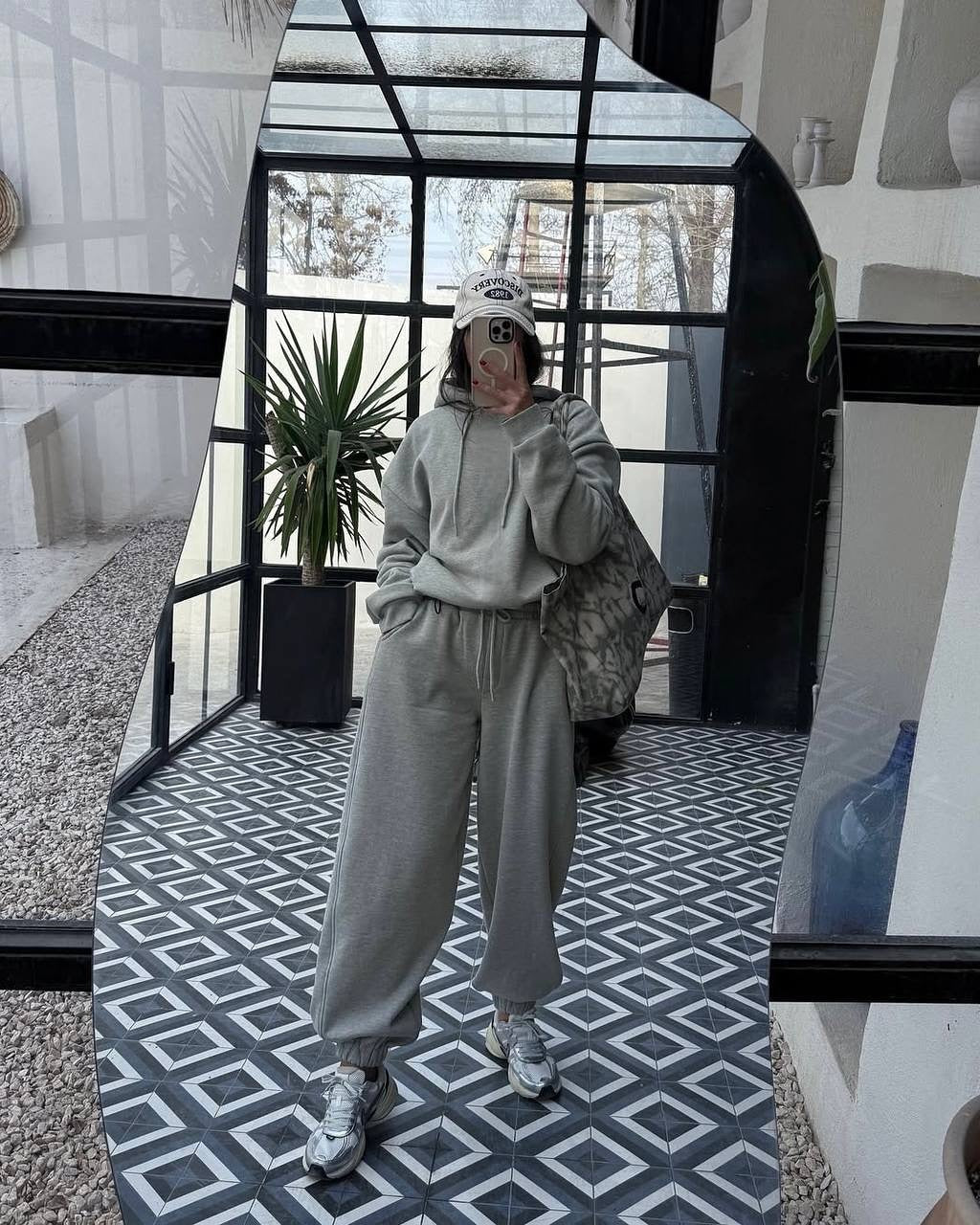 Damen komfortables oversize Loungewear-Set mit Kapuze Drune