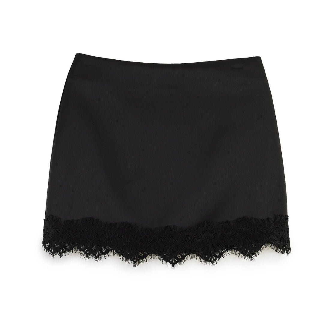 Damen Feiner Rock mit eleganter Spitzenverzierung Drune