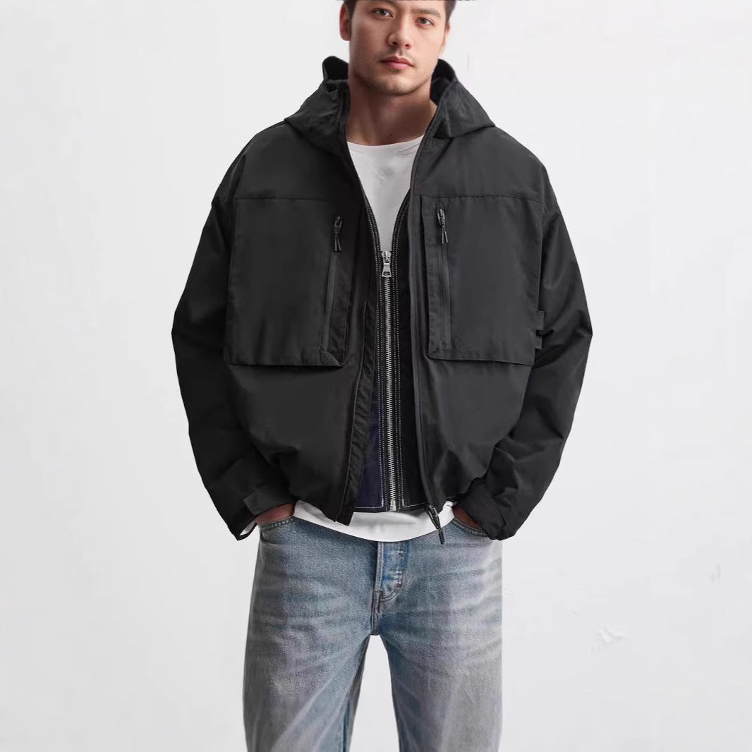 Herren lässige Utility-Jacke mit Windschutz und praktischem Reißverschluss Drune