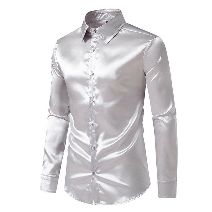 Herren Elegantes und glänzendes Langarmhemd mit innovativer Textur Drune