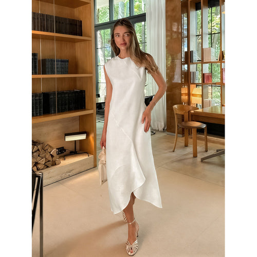 Damen Midi-Kleid mit asymmetrischem Saum und elegantem Schnitt Drune