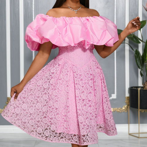 Damen Freizeitkleid mit schulterfreiem Volant Drune
