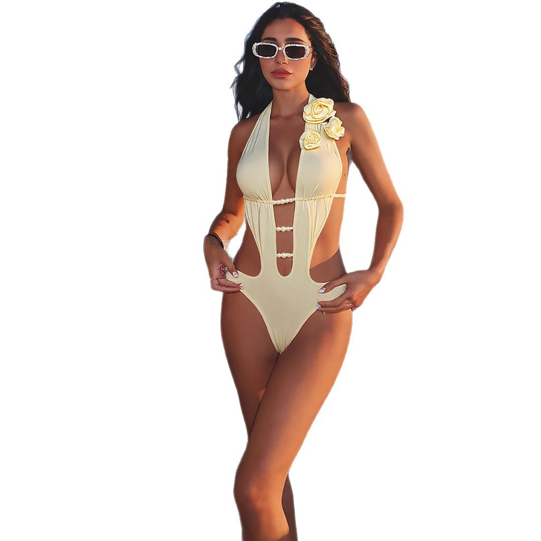 Damen Eleganter Badeanzug mit herausragendem Cut-Out-Design und floralem Akzent Drune
