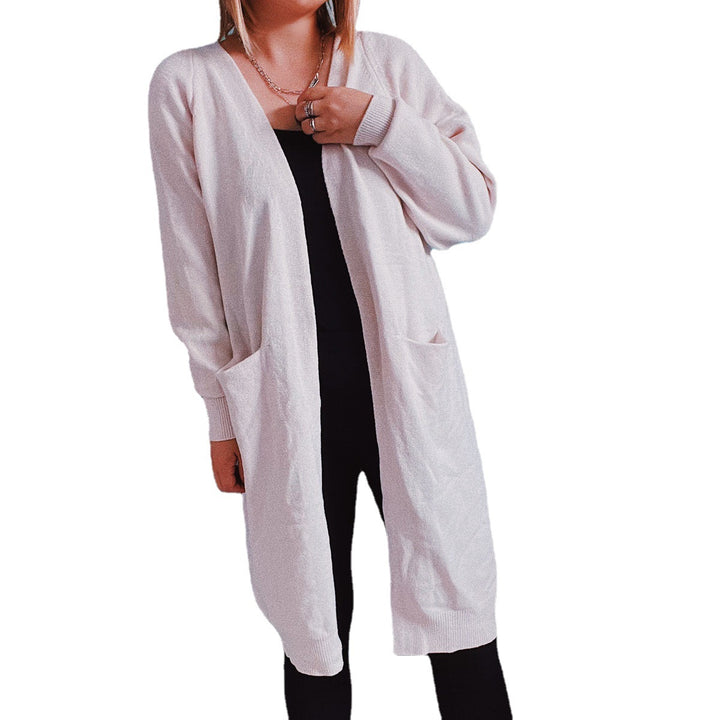 Damen lässige Strickjacke mit tiefem Schnitt und praktischen Taschen Drune