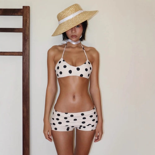 Damen Bikiniset mit verspieltem Punktedesign und eleganten Bindeträgern Drune