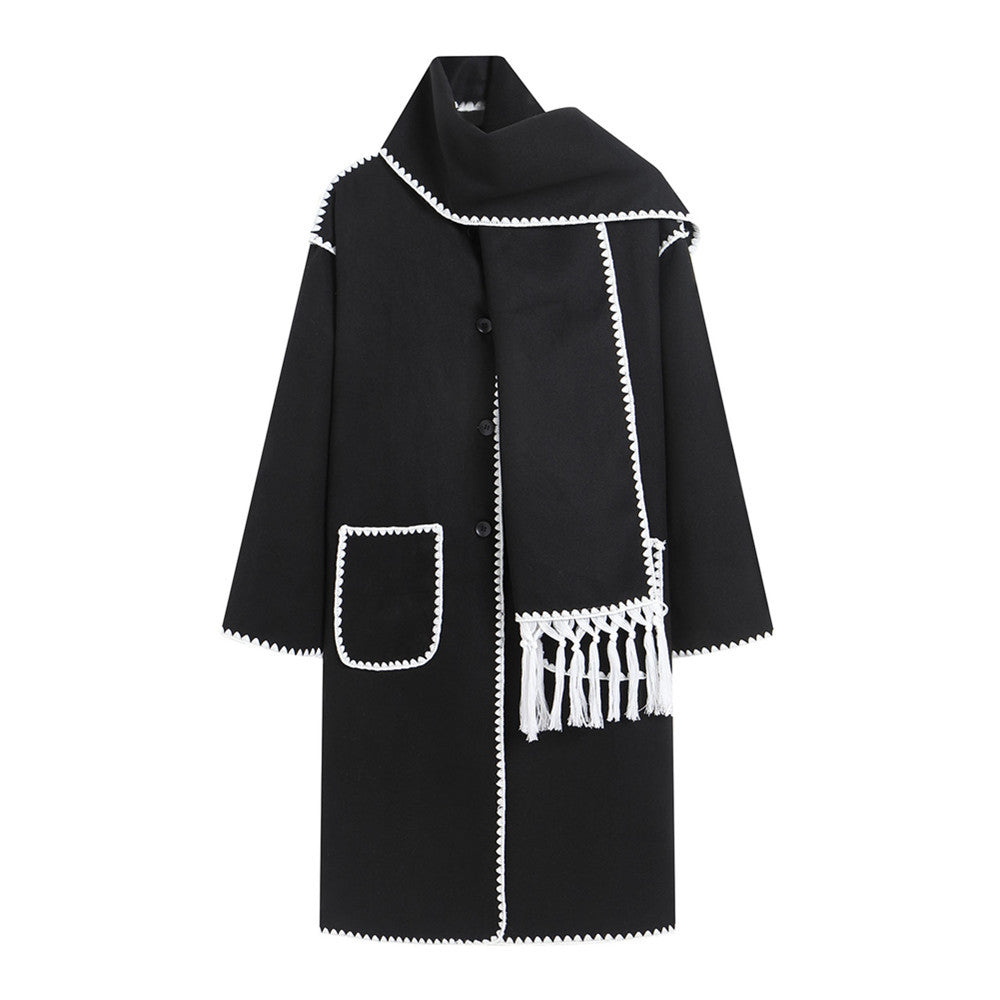 Damen eleganter Übergangsmantel mit Fransenverzierungen Drune