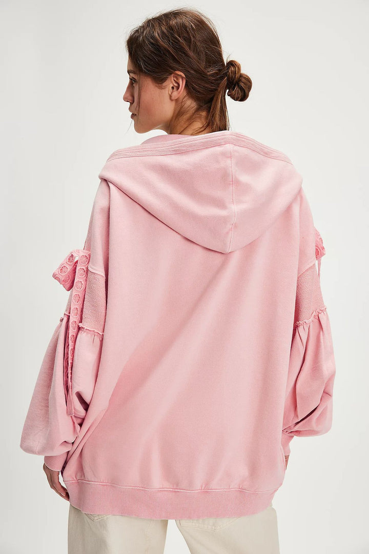 Damen Oversize Kapuzenpullover mit einzigartigen Ärmeldetails Drune