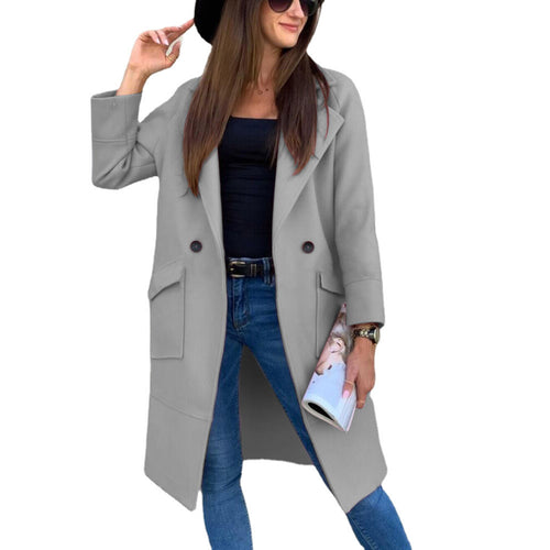 Damen eleganter Trenchcoat mit doppelter Knopfleiste und praktischen Taschen Drune