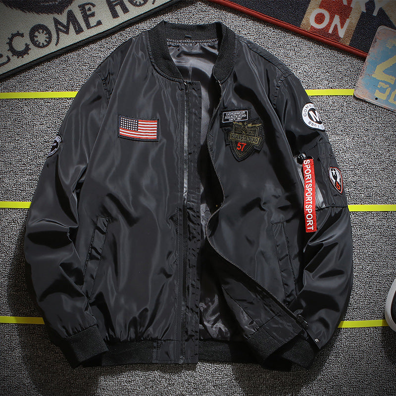 Herren nan stylische Bomberjacke mit Patch-Details und Ärmeltasche Drune