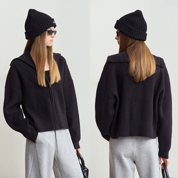 Damen modischer Oversize-Pullover mit Kapuze und Reißverschluss Drune