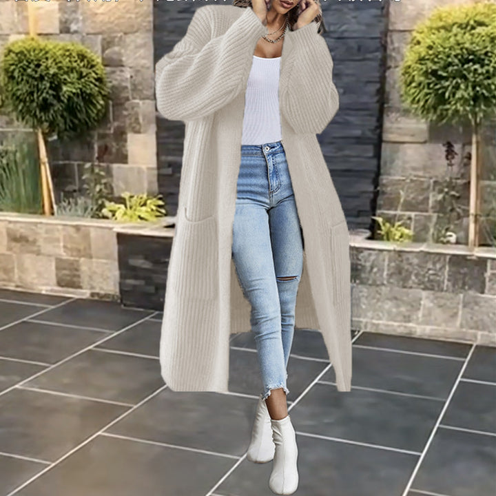 Damen Grobstrick-Cardigan mit Taschen und offenem Frontdesign Drune