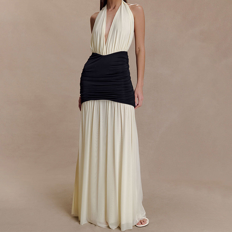 Damen Elegantes Maxi-Kleid mit raffiniertem Wickeloberteil Drune