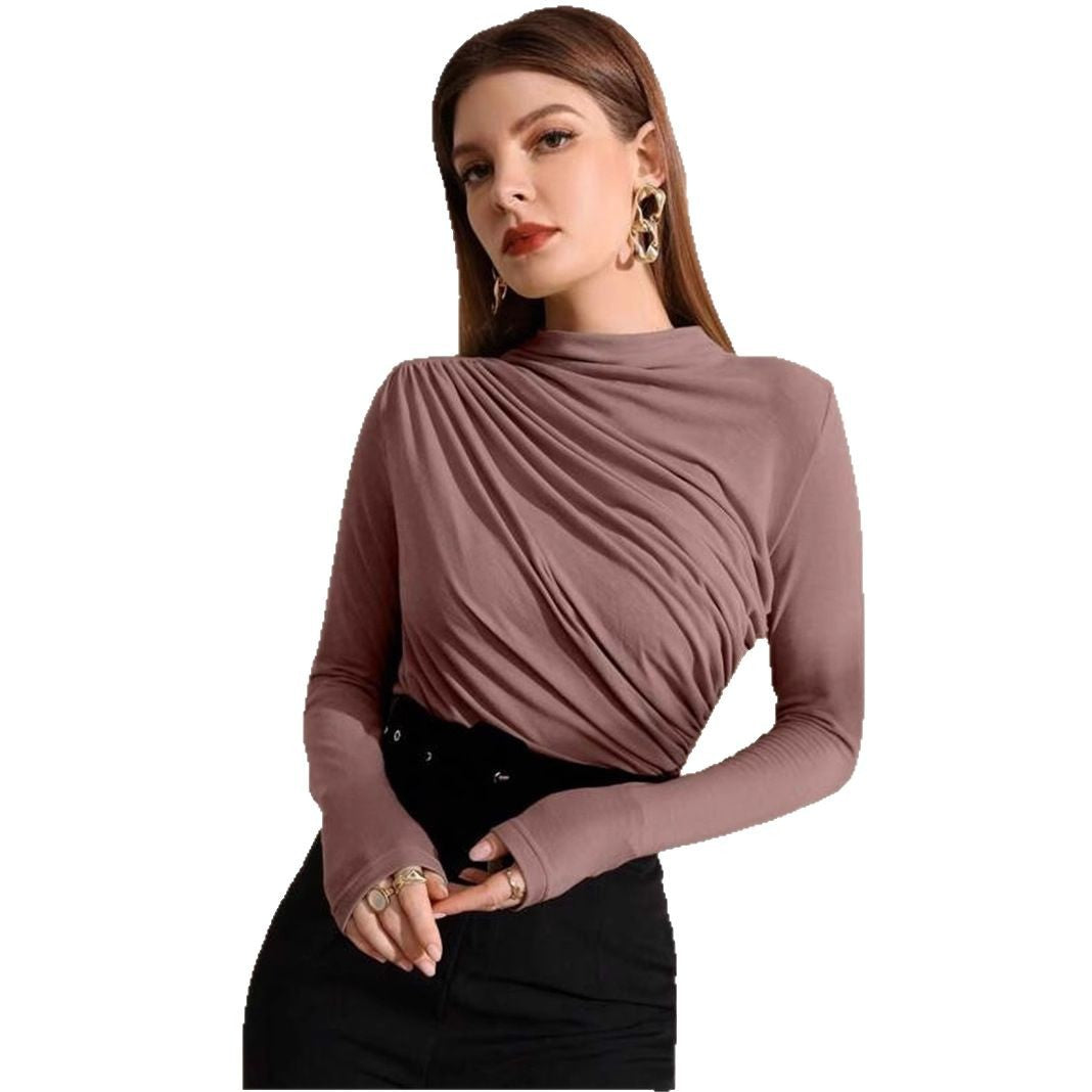 Damen Langarm-Shirt mit elegantem Wickeldesign Drune