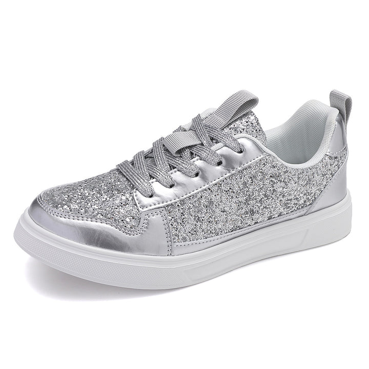 Damen nan Glitzer-Freizeitsneaker mit Metallic-Details, gepolstertem Einstieg und rutschfester Gummisohle Drune