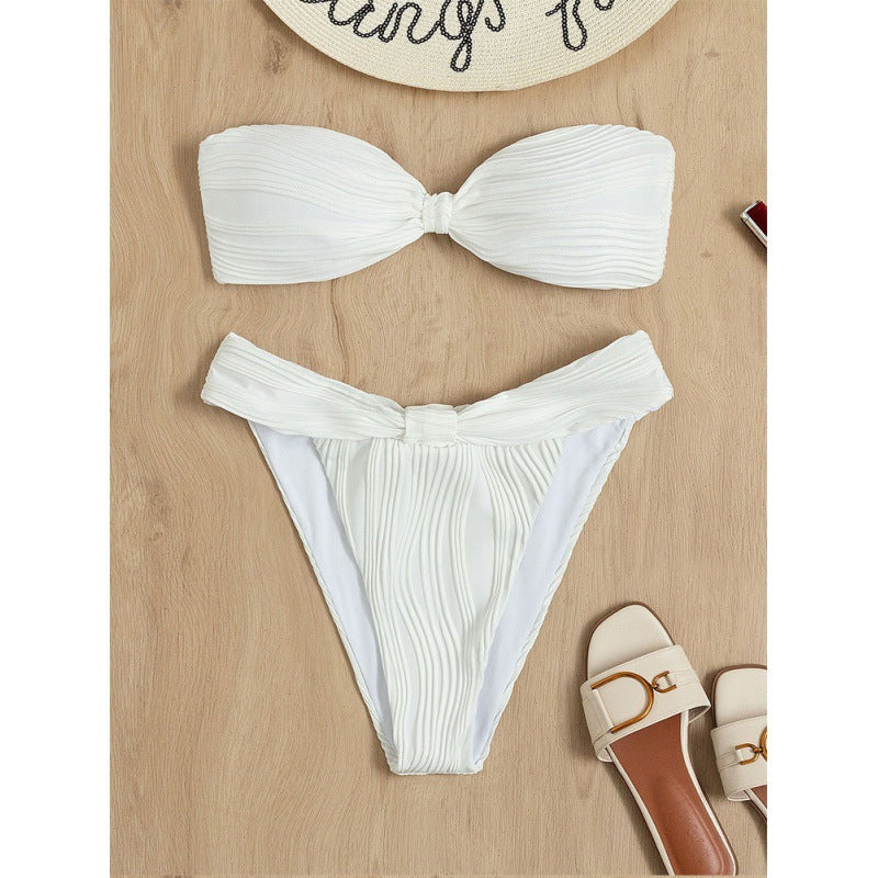 Damen Bandeau-Bikini mit raffiniertem Wickeldetail Drune
