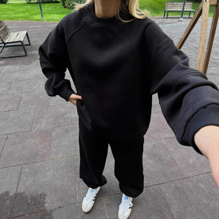 Damen lässiges Sweatshirt und weite Hose Set Drune