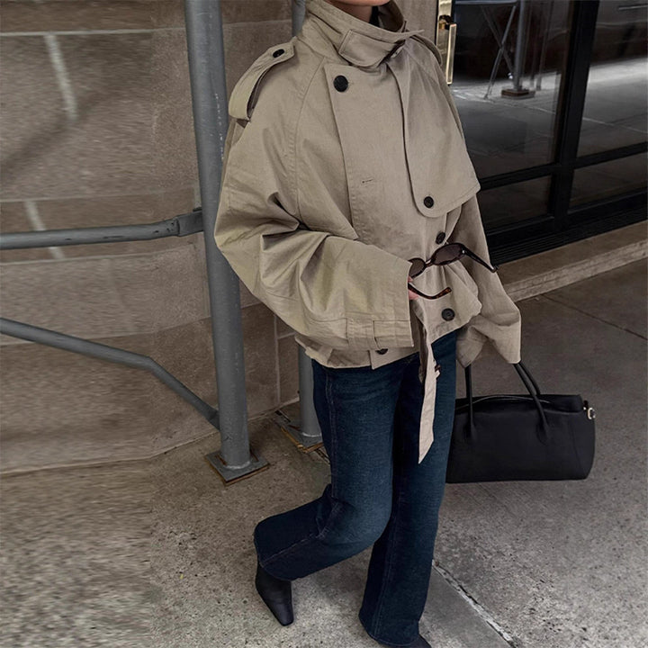 Damen Modische oversized Jacke mit Gürtel Drune