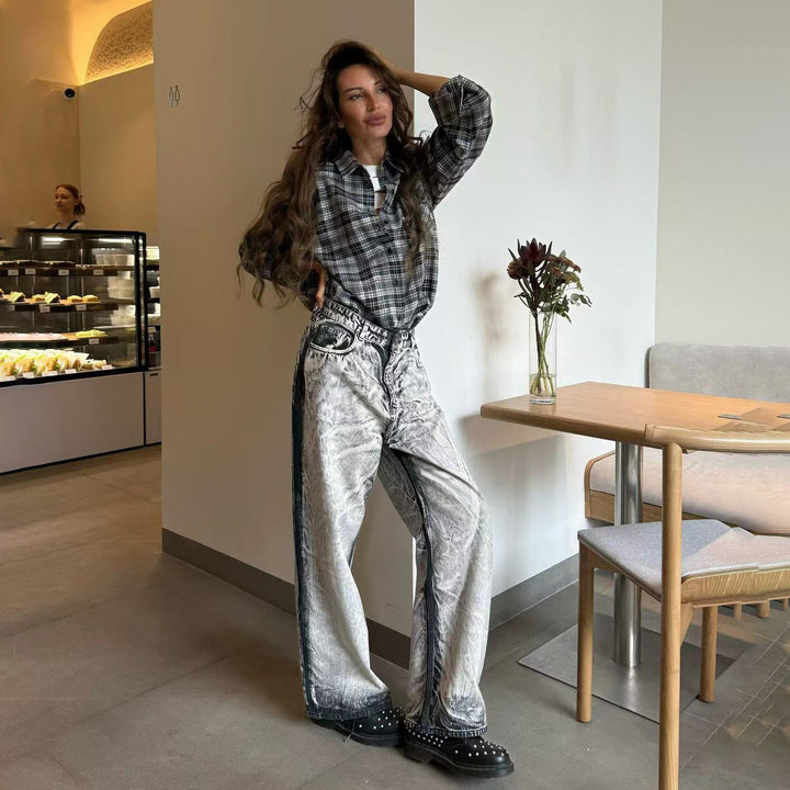 Damen Baggy-Jeans mit einzigartigem zweifarbigen Design Drune