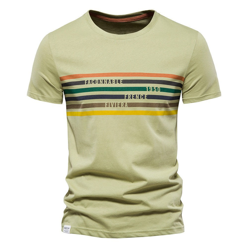 Herren T-Shirt mit modernem Streifendruck und weichem Stoffmaterial Drune