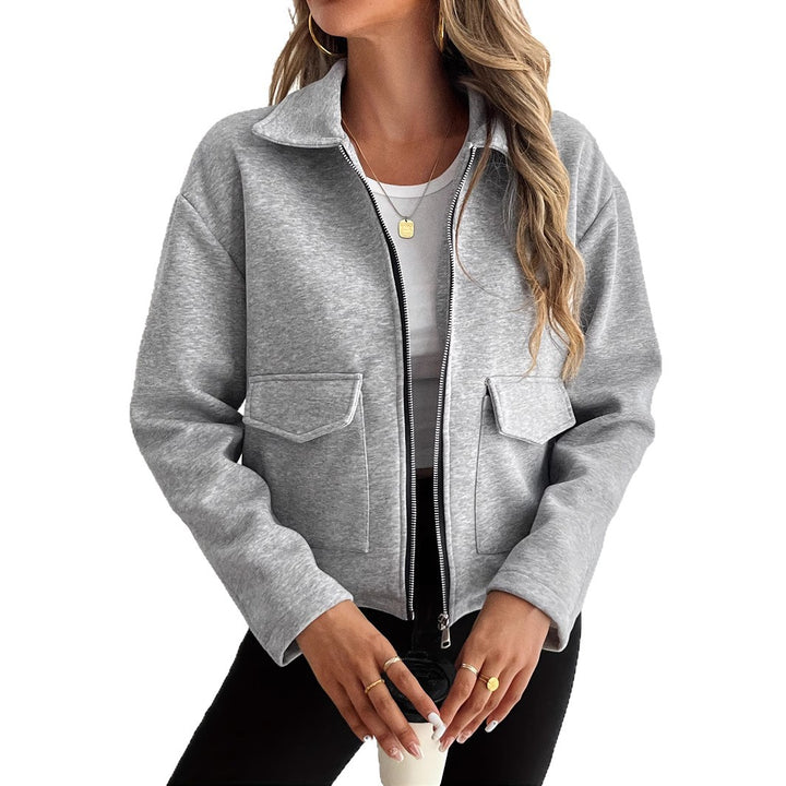 Damen lässige Zip-Jacke mit praktischen Taschen Drune