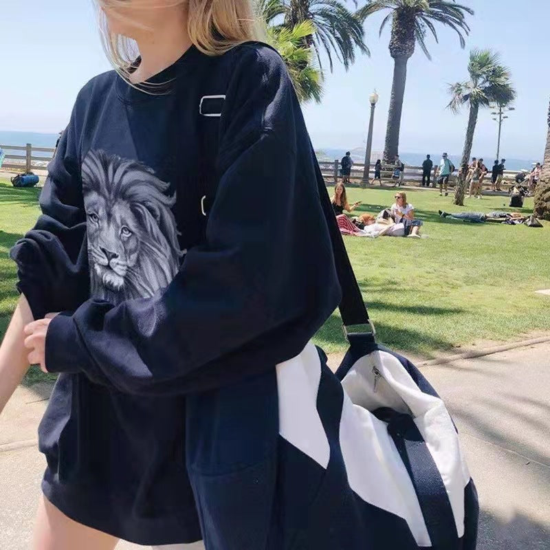 Damen Sweatshirt mit Löwenmotiv Drune